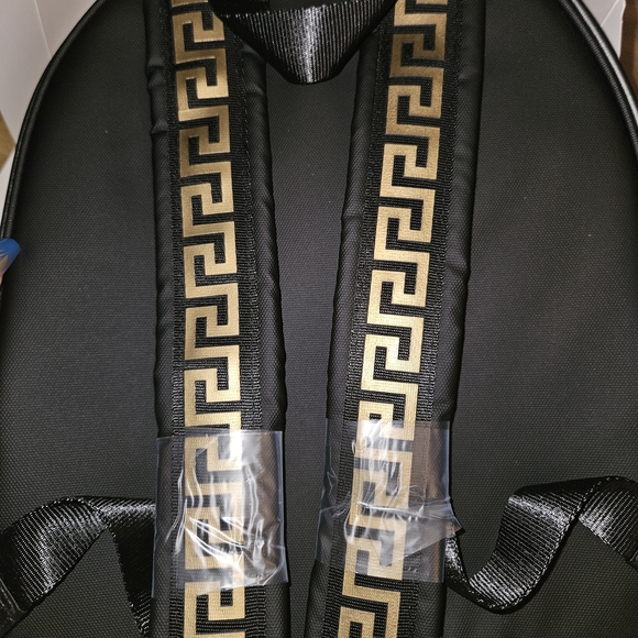 Versace Parfums Black Backpack with Gold Logo and Trim main image 2